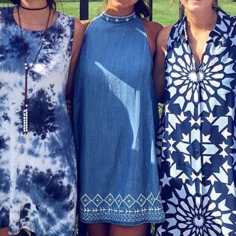 High neck embroidered sundress